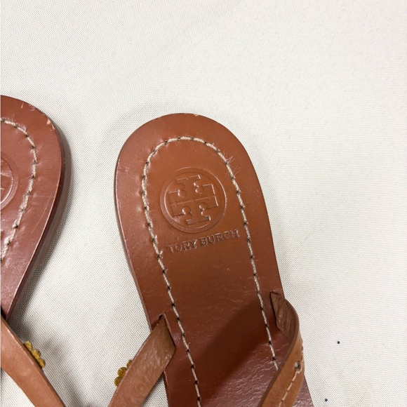 Tory Burch brown sandals with flower applique size 7.5 - Picture 3 of 5
